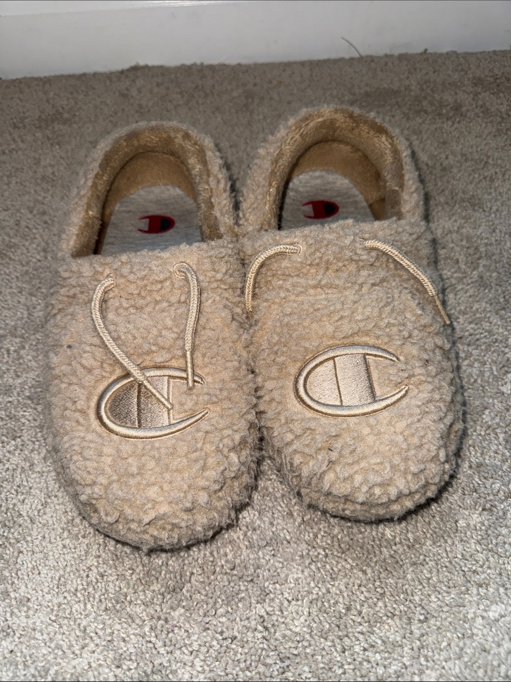 Champion Women' Tan Sherpa Slip-On Slippers